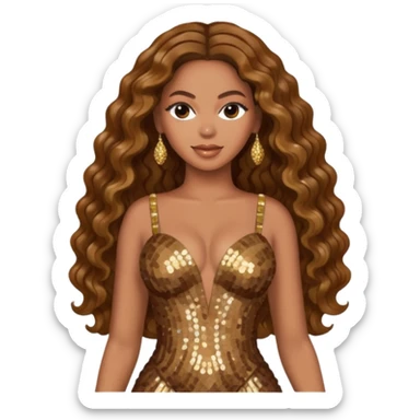 Beyonce with brown long hair sticker