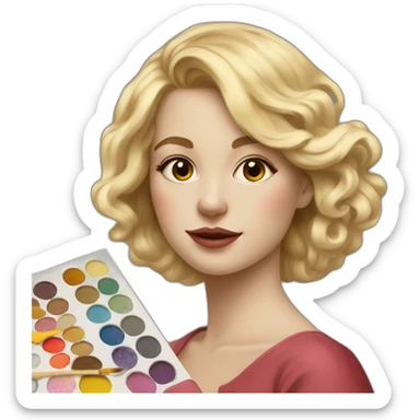 Painting blonde gorl with palette sticker