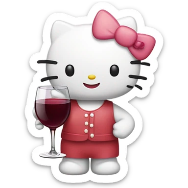 Hello Kitty drinking red wine sticker