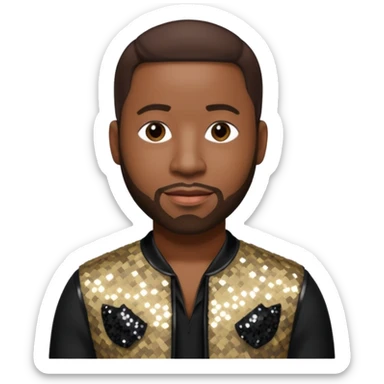 Wanya Morris from Boyz II Men with dark brown hair, black sequin outfit sticker