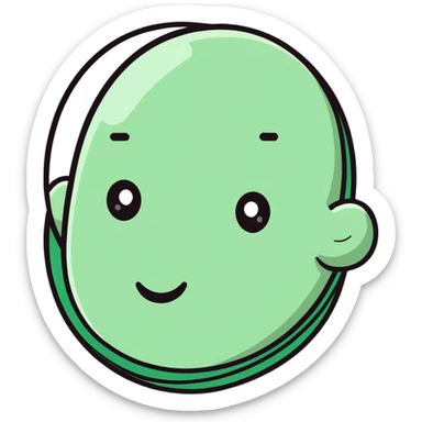 character with oval-shaped head with flat top sticker