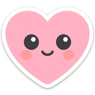 pink kawaii heart with shiny eyes and blushing cheeks sticker