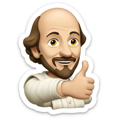 William Shakespeare with one thumbs up sticker