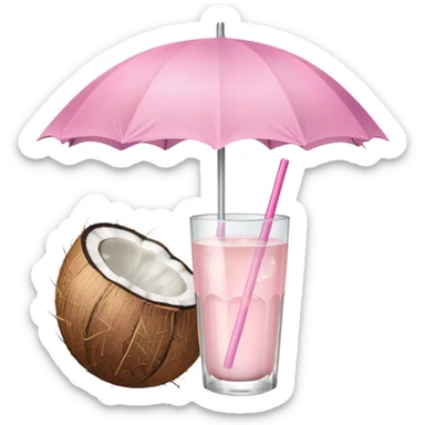 coconut drink with light pink umbrella sticker