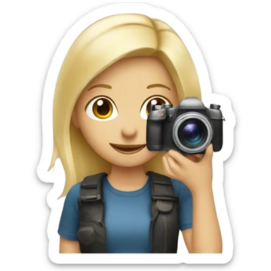 A blonde girl with a camera taking a photo sticker