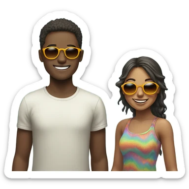 sunglassed boy and girl smiling outdoors sticker
