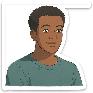 ghibli style portrait of a black man with soft colors sticker