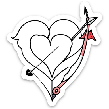 two hearts with a cupid arrow sticker