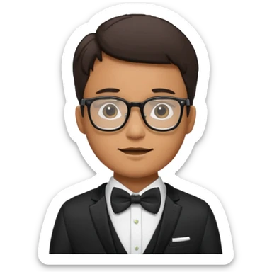 man with bowtie, jacket and glasses sticker