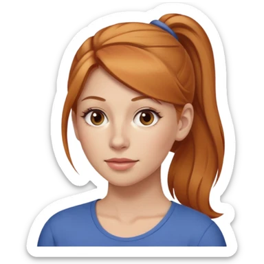 Woman 30 years old, strawberry blonde ponytail, brown eyes sticker