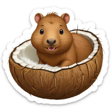 Make a capybara in a coconut sticker