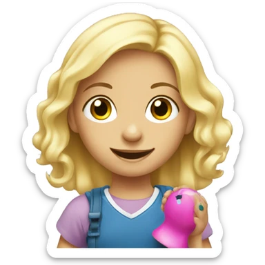 blonde children playing with toys at school sticker