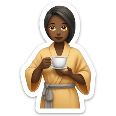 Girl in a robe drinking tea sticker