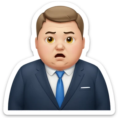 A chubby Ukrainian man in a suit is terrified sticker