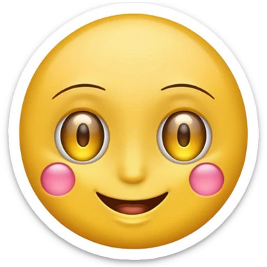 make a yellow blinking emoji with long eyelashes and a straight smile  sticker