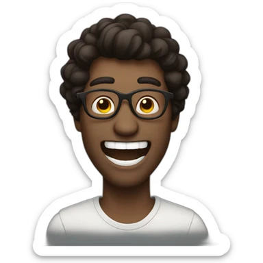 dark braown hair guy with glasses laughing, just the head sticker