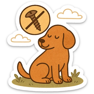 dog with a crossed-out screw symbol, literal interpretation of 'Don't screw the pooch' sticker