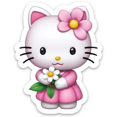 HelloKitty hug flower sticker