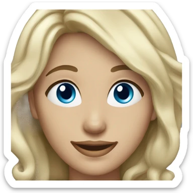 woman with grey blond hair blue eyes smiling with dimples sticker