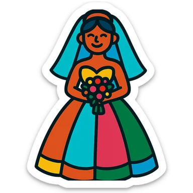 wedding dress with bold colors sticker
