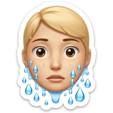 Tired hugging face with water spraying sticker