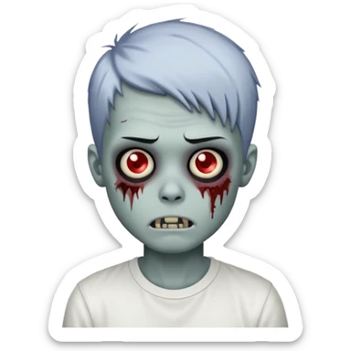 zombie boy with emo hair and white shirt emoji sticker