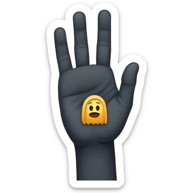 ring finger hidden behind the hand, palm down, thumb behind the hand, only the index finger, middle finger and little finger showing  sticker