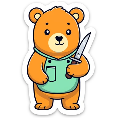 Bear with knife sticker