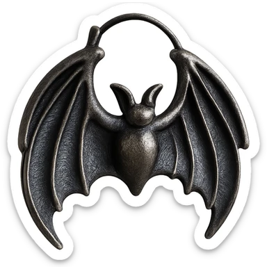 Isolate and keep only the realistic goth earring with black bat wing hoop, remove the background entirely. sticker