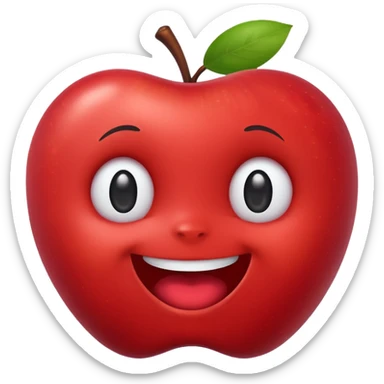 lububu happy expression, apple emoji style, simple bright, rounded, playful sticker