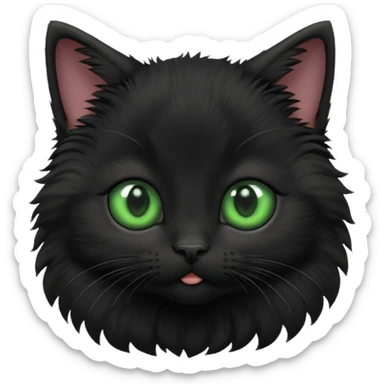A photo-realistic digital illustration of a black kitten sticker