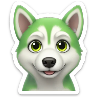 green husky looking like a frog big eyes sticker