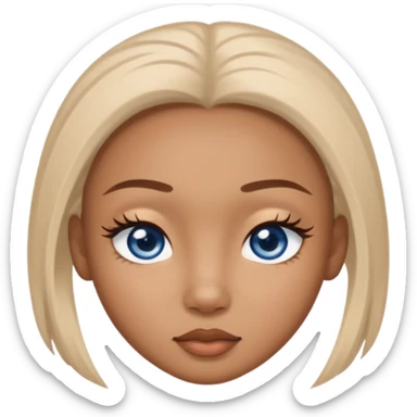 Very pretty light brown skin pretty lashes small nose blasian  one eye blue other eye brown sticker