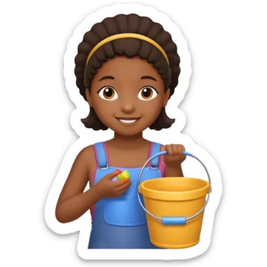 black kid girl with toy sand bucket sticker