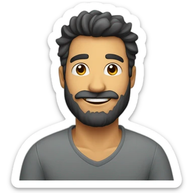 hombre calvo, joven poca barba riendo sticker