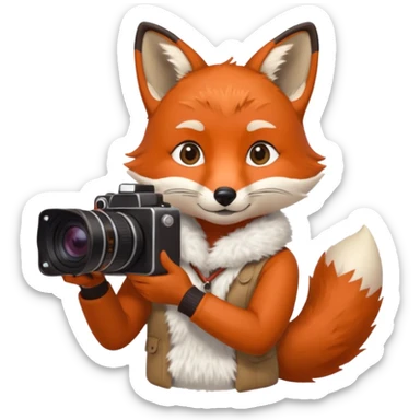 red fox white camera sticker
