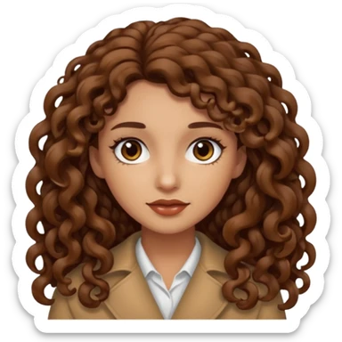 mujer morena cabello rizado largo castaño, ojos oscuros sticker