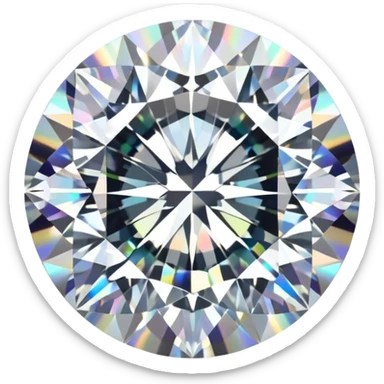 Make it 3D emoji style: add a silver jewelry setting to the round cut white diamond with subtle holographic glow sticker