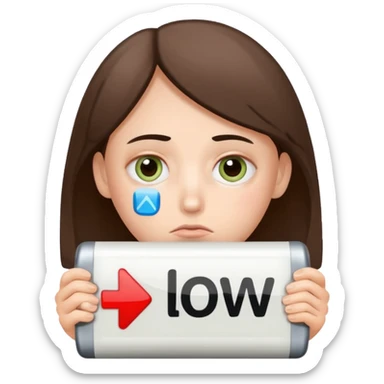 tired and exhausted with undereye bags add low power sign sticker