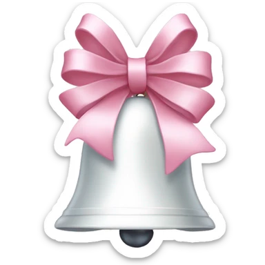 White Christmas bell with a light pink bow sticker
