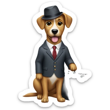 dog wearing suit and holding suitcase  sticker