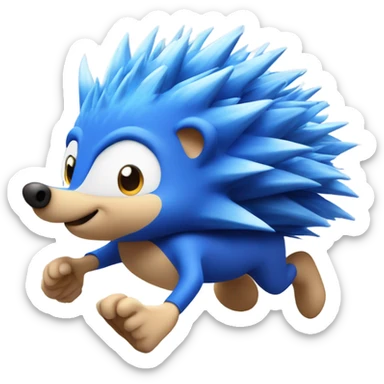 Blue hedgehog that can run fast sticker