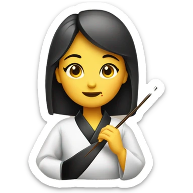A girl eating sushi with chopsticks sticker