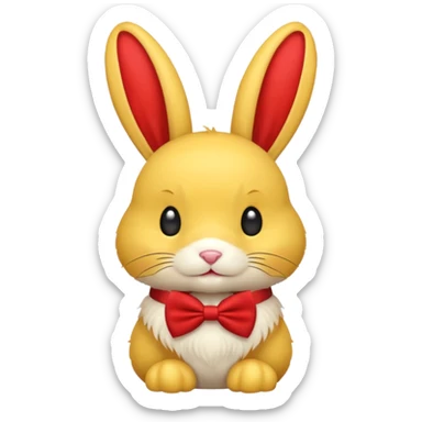 yellow bunny with red bowtie sticker