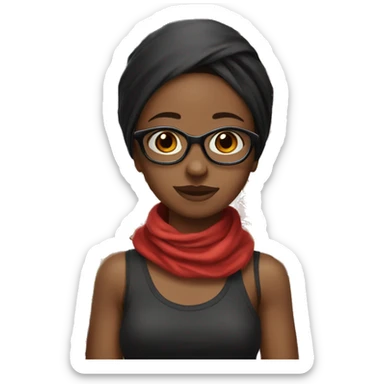 A black girl with red breads and black bandana wearing eyes glasses sticker