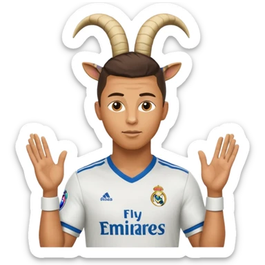 I want Ronaldo in Madrid and something over his head saying GOAT sticker