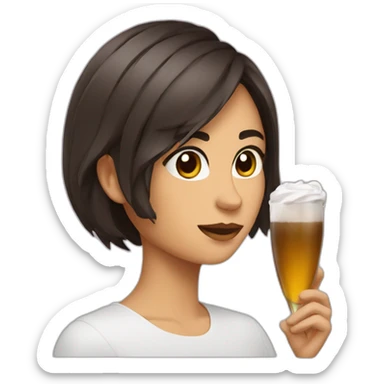 Une brune avec une coupe au carré sticker