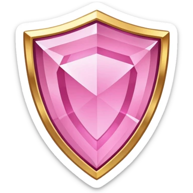 Pink crystal shield golden border sticker
