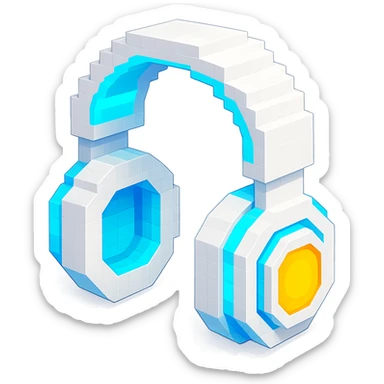 white Sony headphones with glowing accents sticker