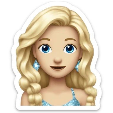 Cute bling blonde white girl blue eyes long hair  sticker